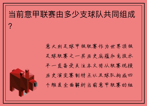 当前意甲联赛由多少支球队共同组成？